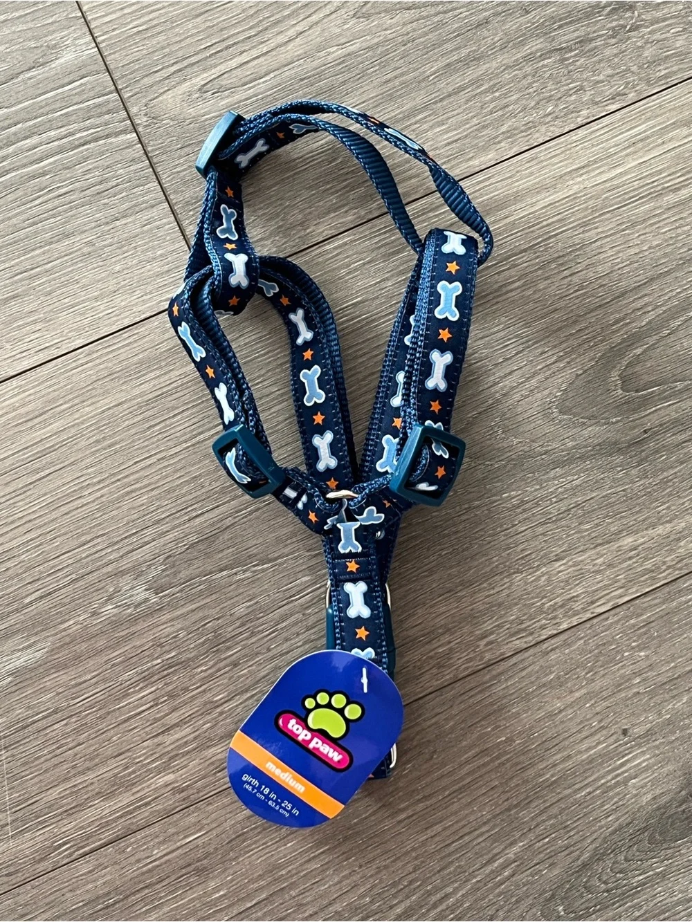 NWT Top Paw Navy Blue Bone-Print Pet Harness and Hedgehog Dog Toy